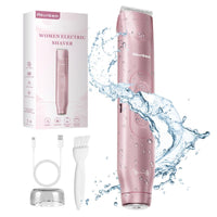 Akunbem Bikini Trimmer for Women, Electric Shaver and Razor Rechargeable 2-In-1 Body and Facial Epilator, Dual Heads for Painless Trimming of Pubic Hair, Face, Underarms and Legs, Summer Gift